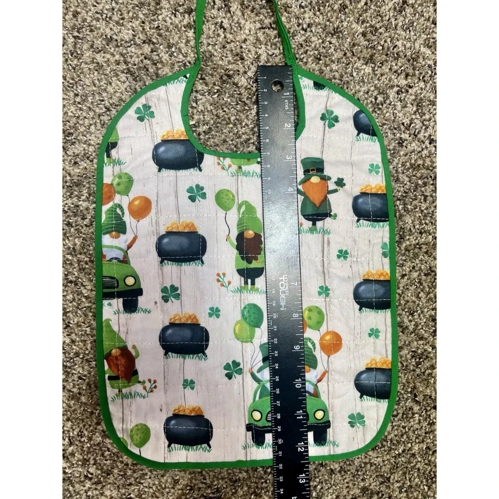 Lot Of 6‎ Quilted Handmade St. Patrick's Day Baby Bibs Large Size 12